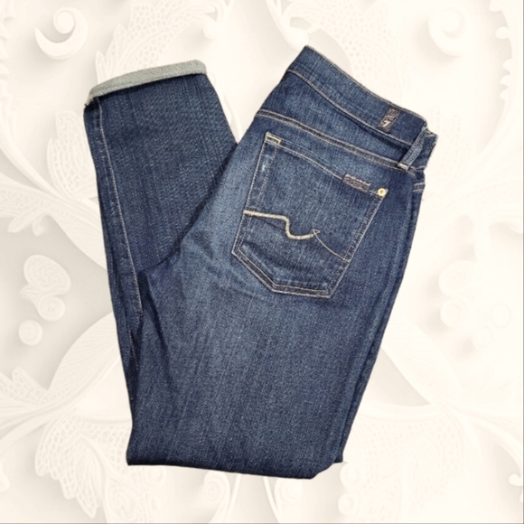 7 For All Mankind Women's Josefina Jeans Size 27 Distresses Skinny Boyfriend - Picture 3 of 6